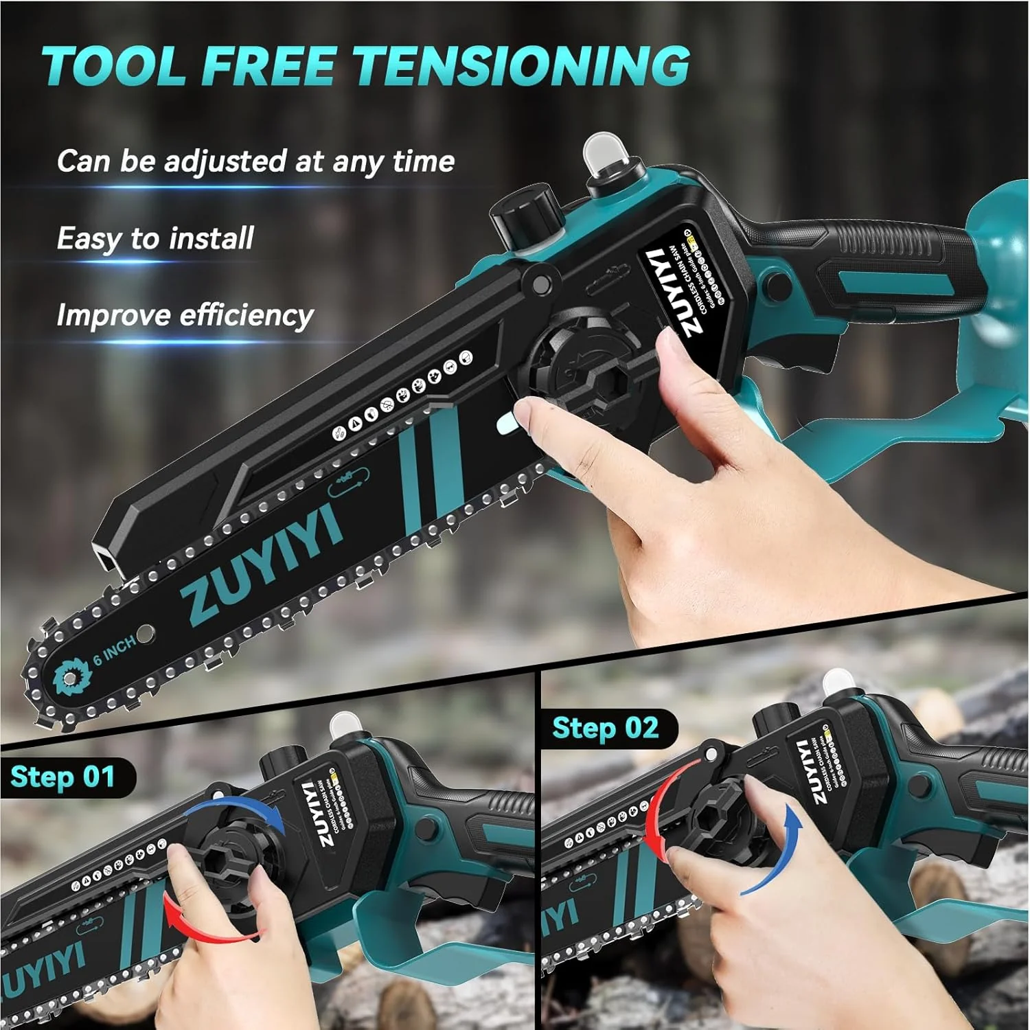 ZUYIYI Mini Chainsaw 6 Inch Cordless - Image 5