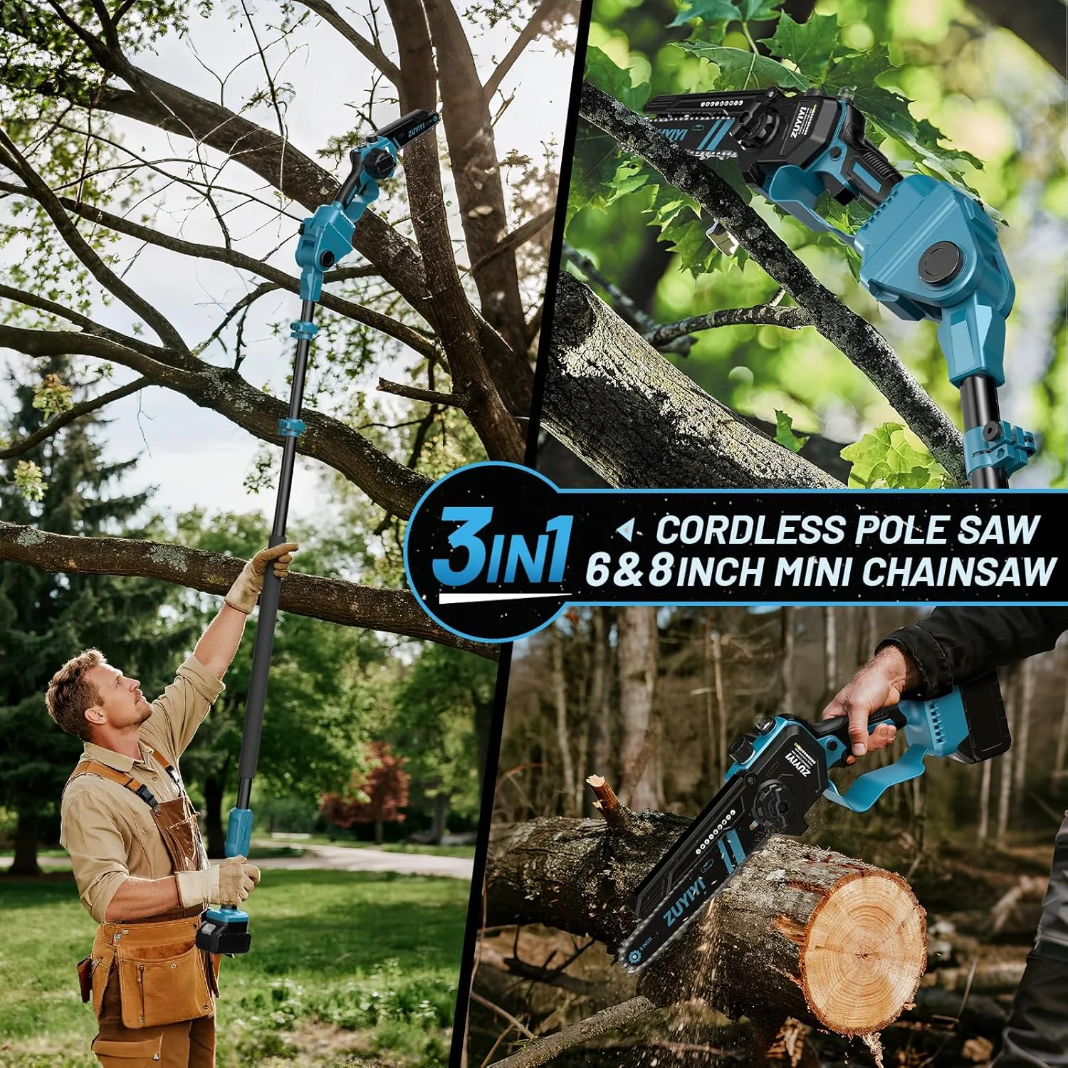 ZUYIYI 3-in-1 Cordless Pole Saw - Image 2