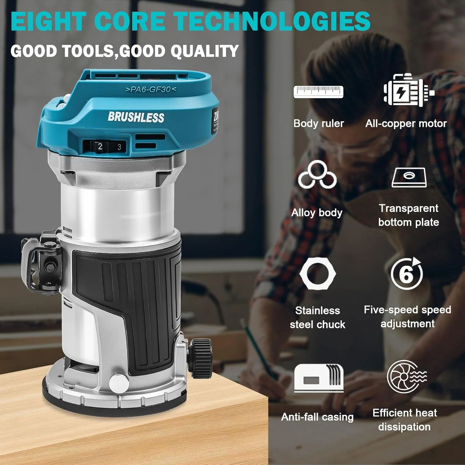 ZUYIYI Cordless Compact Wood Router - Image 5