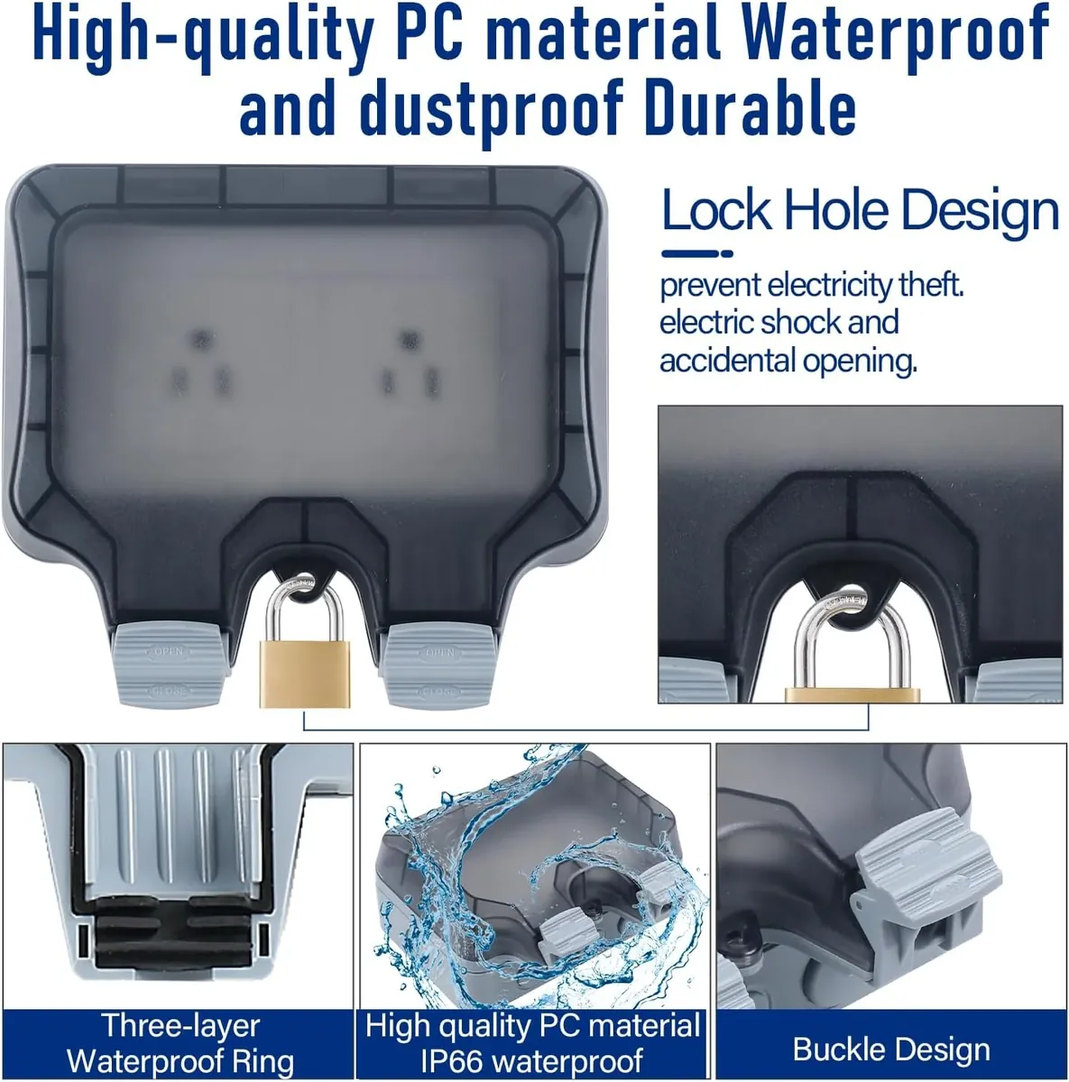 ZUYIYI Outdoor Power Outlet Box with - Image 3