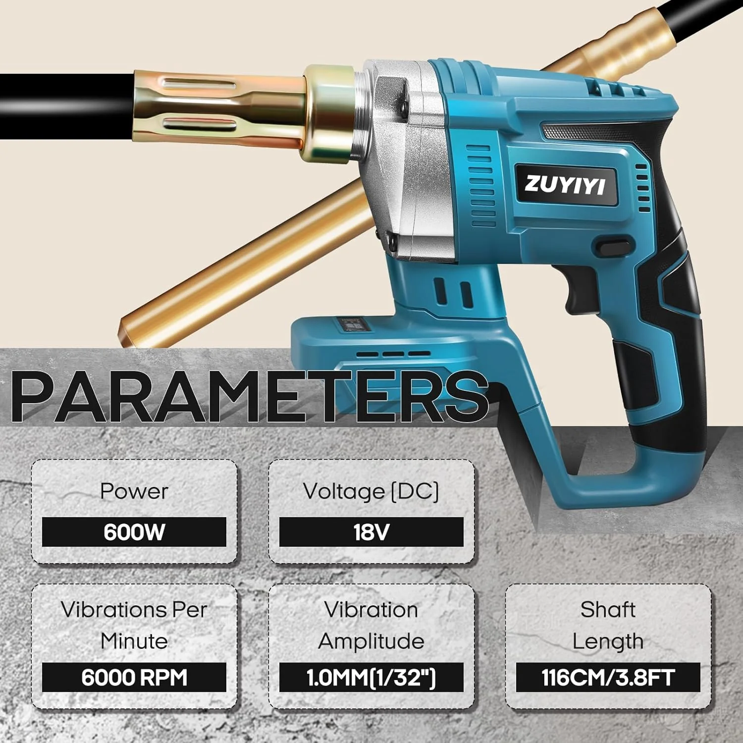 ZUYIYI Cordless Concrete Vibrator - Image 4