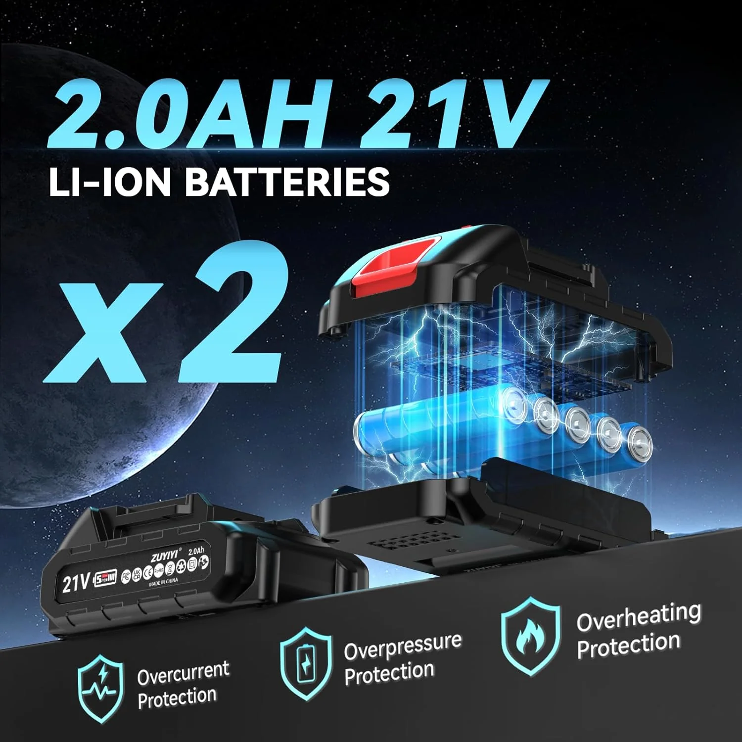 ZUYIYI 133Ft-lbs Cordless Ratchet Wrench 3/8" - Image 3