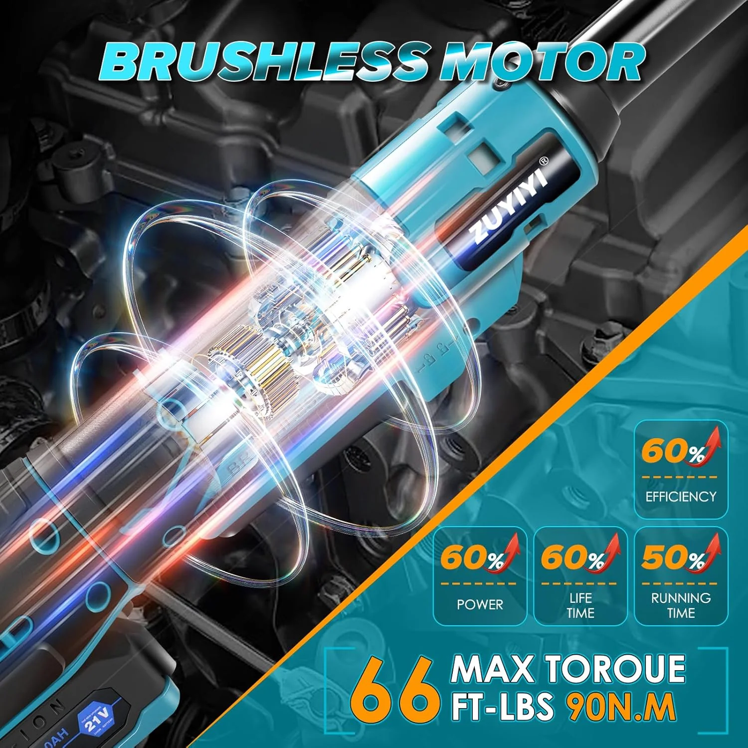 ZUYIYI 3/8" Cordless Electric Ratchet Wrench - Image 6