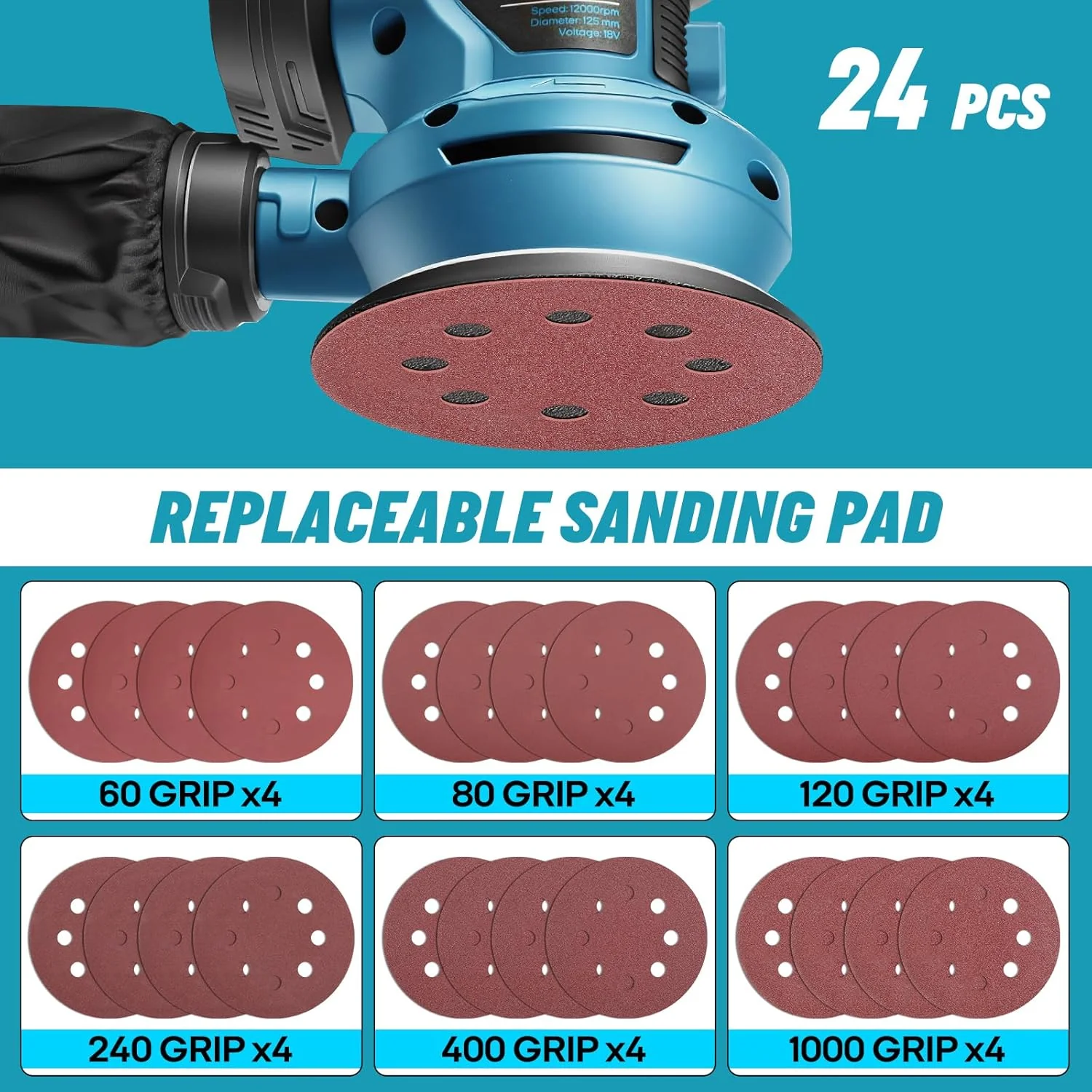 ZUYIYI 5 Inch Cordless Orbital Sander - Image 4