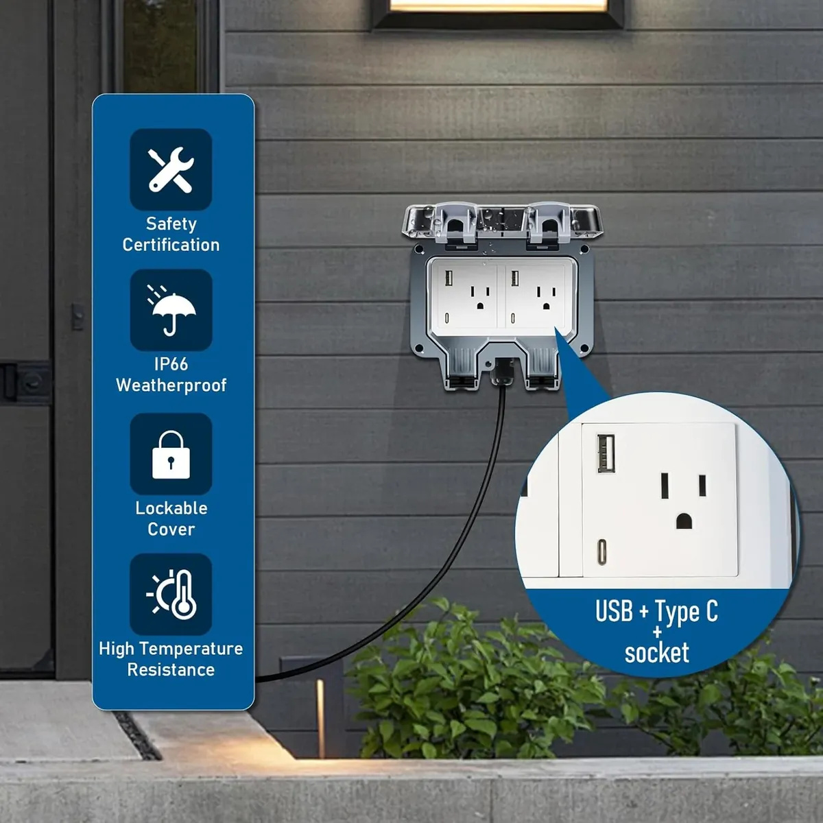ZUYIYI Outdoor Power Outlet Box with - Image 2