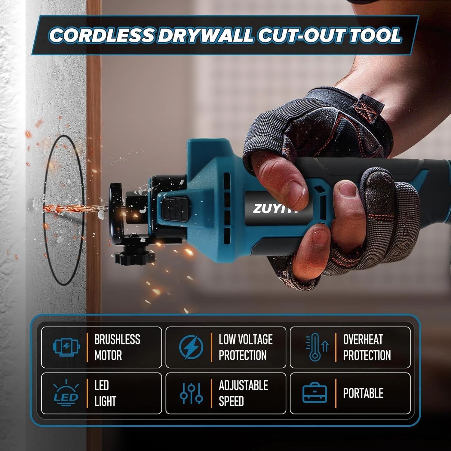 ZUYIYI Cordless Drywall Cut-Out Tool - Image 7