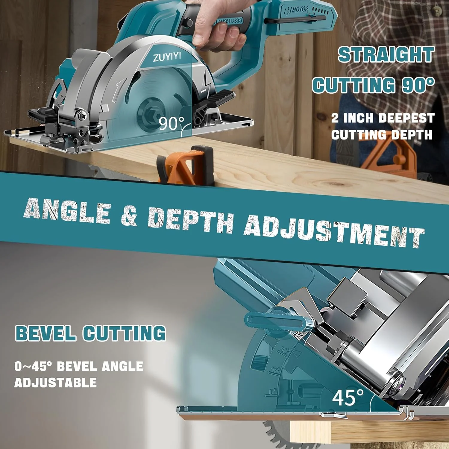 ZUYIYI 5-1/2"" Cordless Circular Saw - Image 4