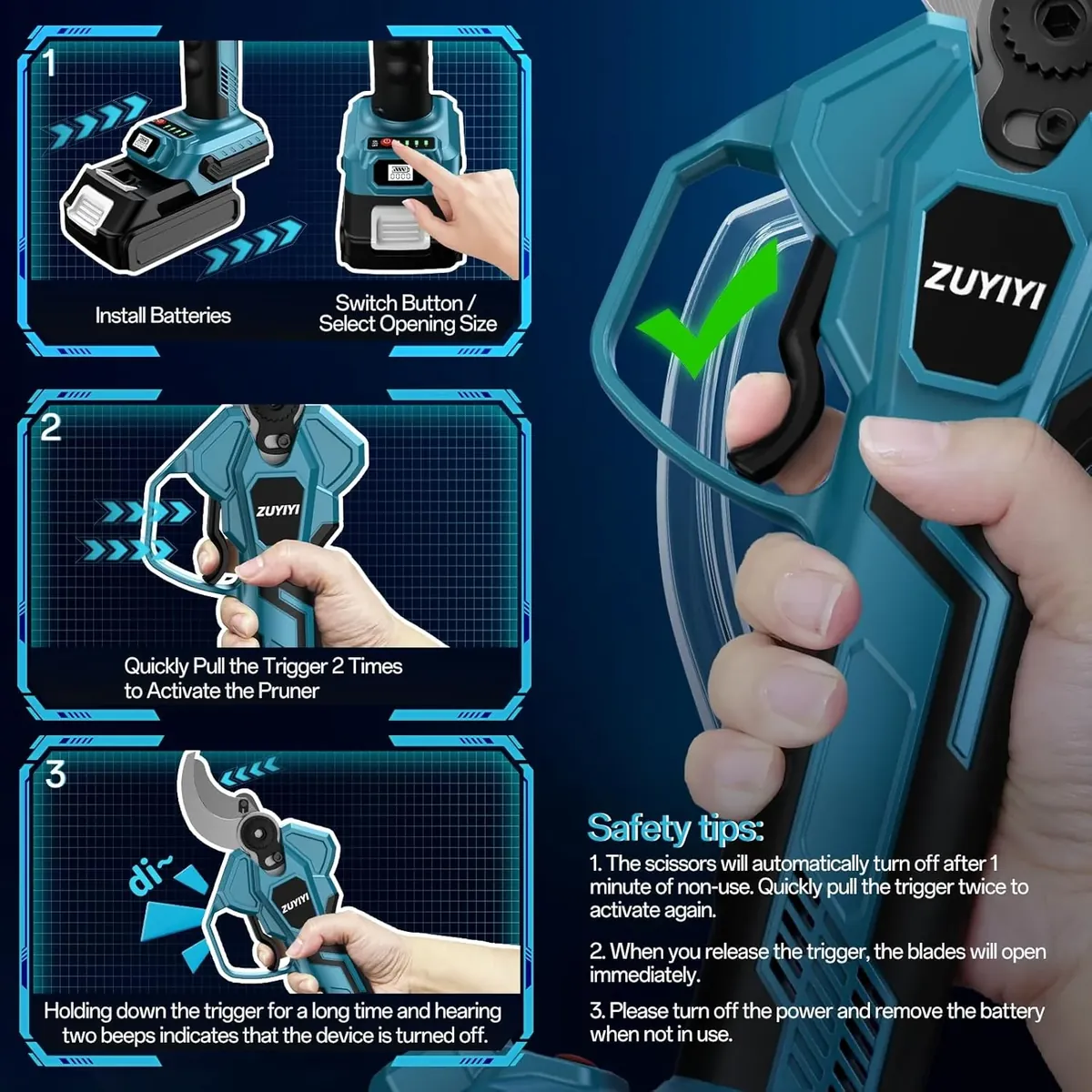 ZUYIYI Cordless Electric Pruning Shears - Image 6