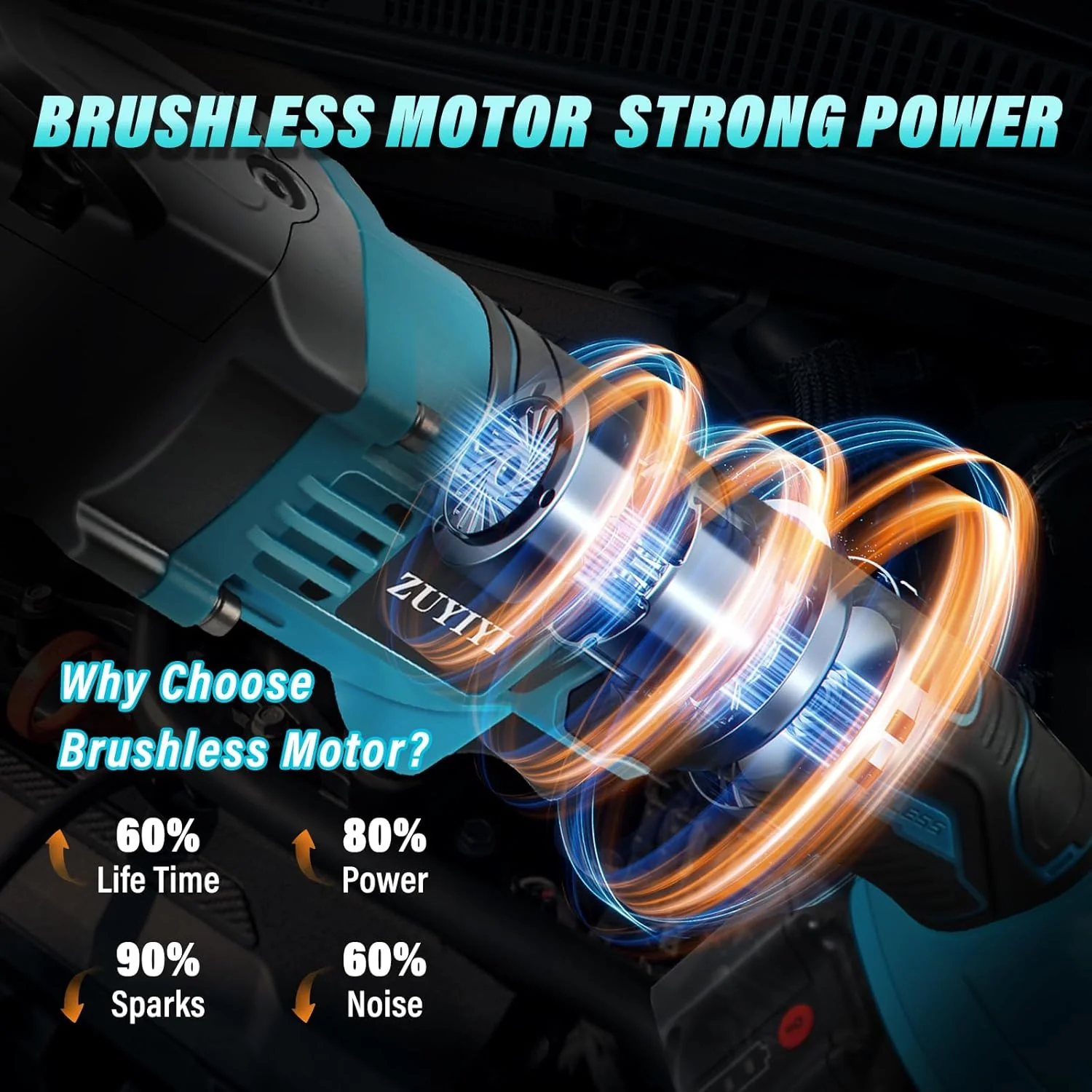ZUYIYI 1/2" 320N.m Electric Ratchet Wrench - Image 6