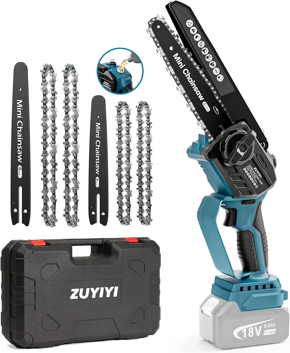 ZUYIYI Mini Chainsaw Cordless 6 Inch