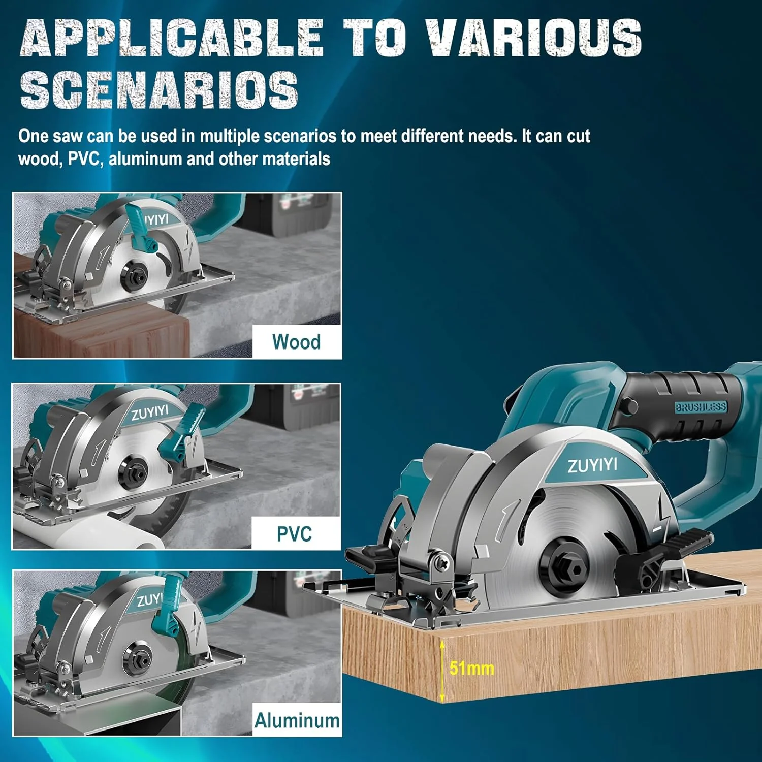 ZUYIYI 5-1/2"" Cordless Circular Saw - Image 5