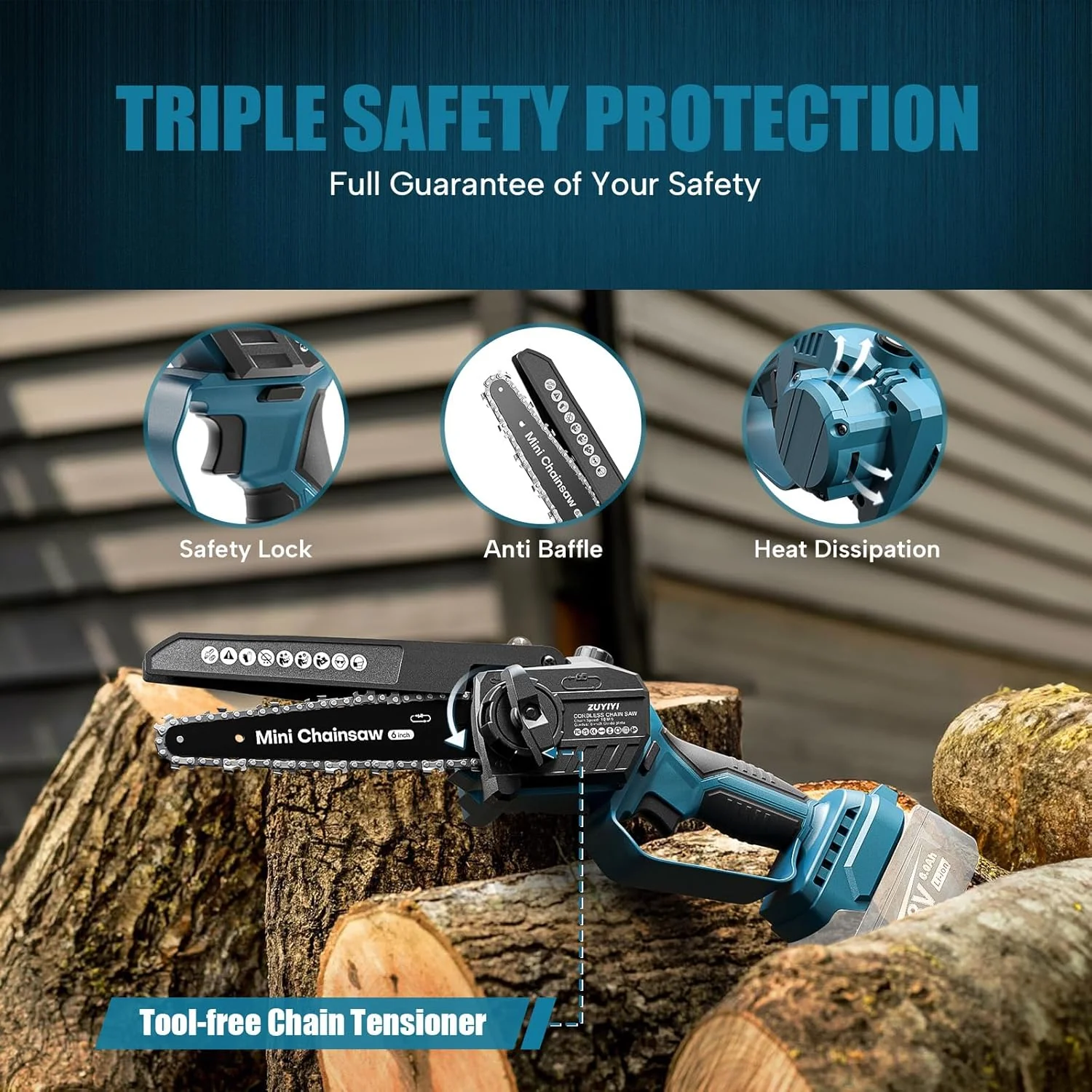 ZUYIYI Mini Chainsaw Cordless 6 Inch - Image 6