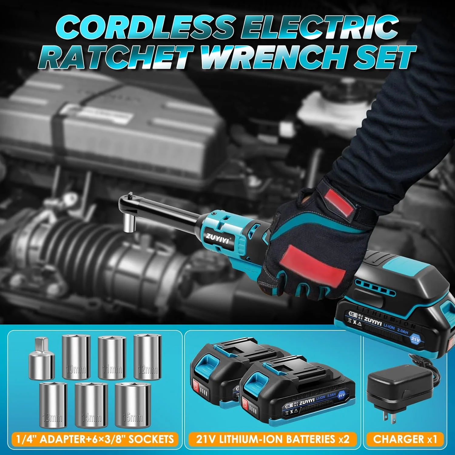 ZUYIYI 3/8" Cordless Electric Ratchet Wrench - Image 2