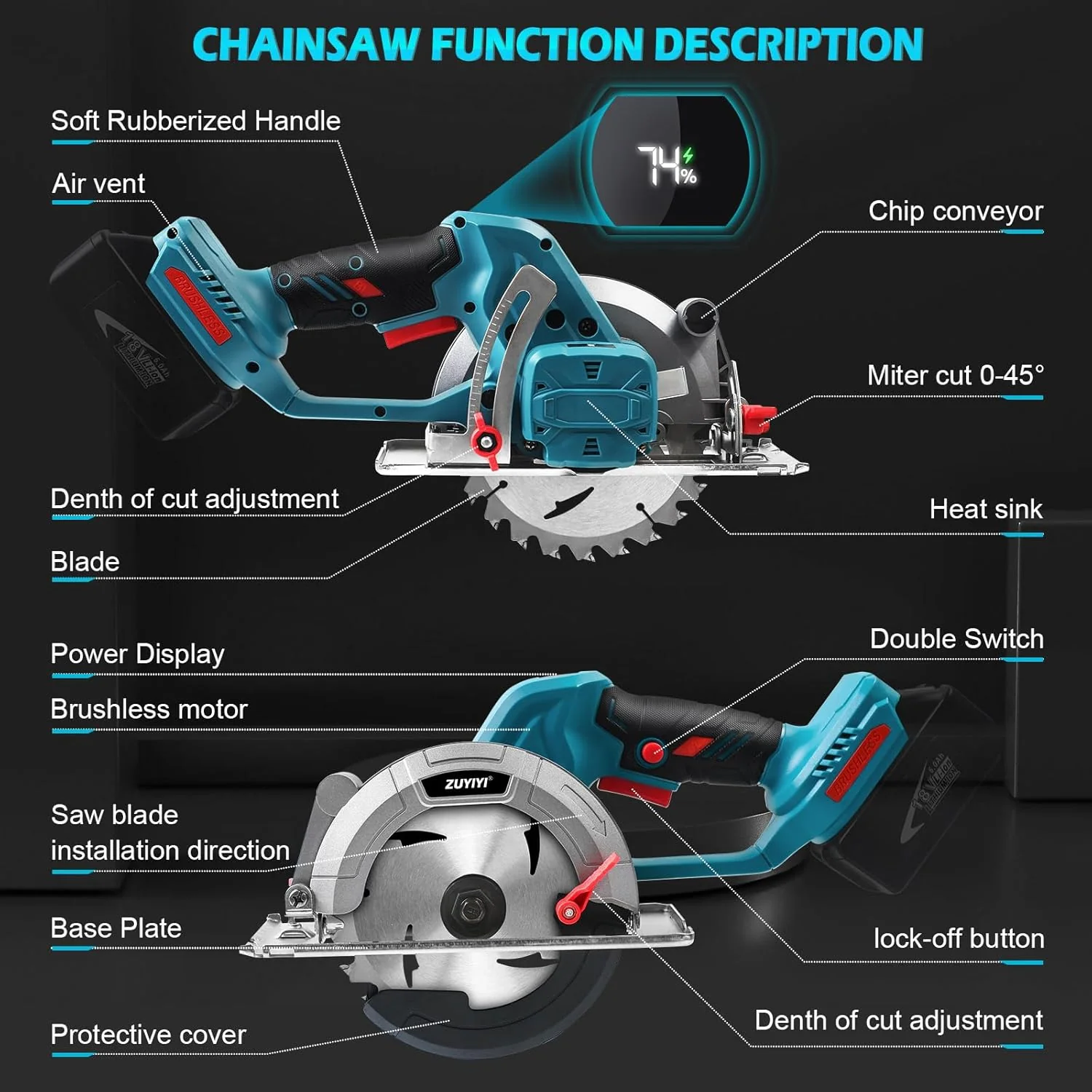ZUYIYI 6 Inch Cordless Mini Circular - Image 5