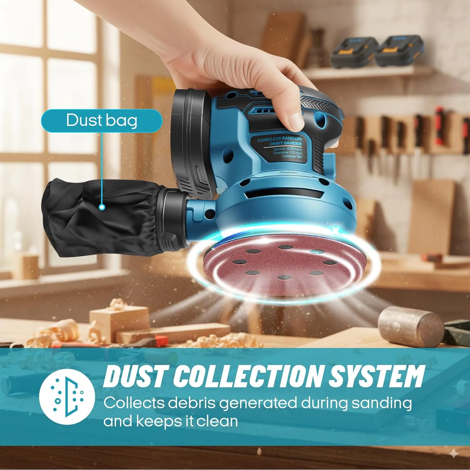 ZUYIYI 5 Inch Cordless Orbital Sander - Image 3