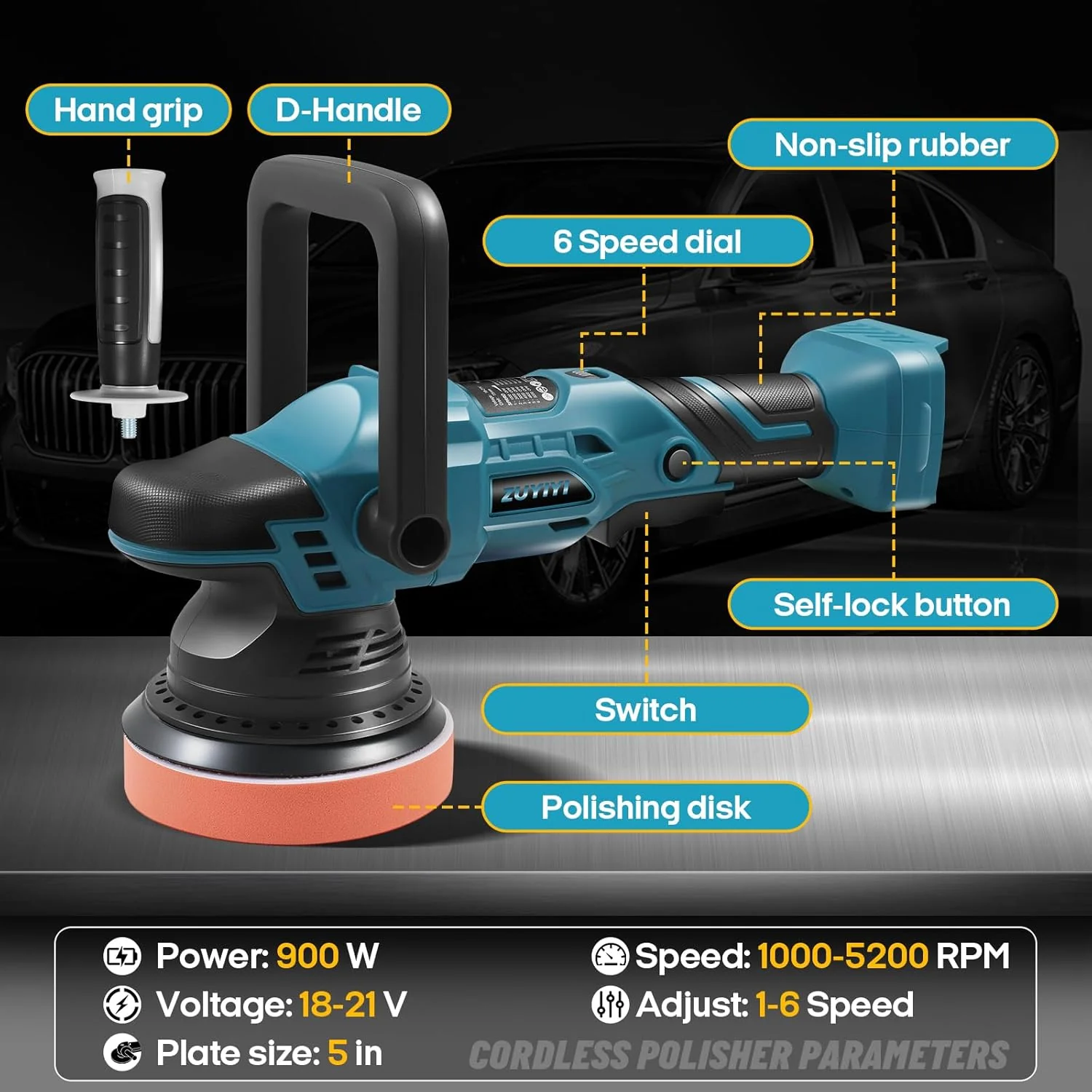 ZUYIYI Cordless Car Buffer Polisher - Image 4
