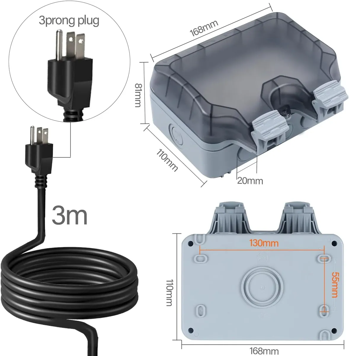 ZUYIYI Outdoor Power Outlet Box with - Image 2