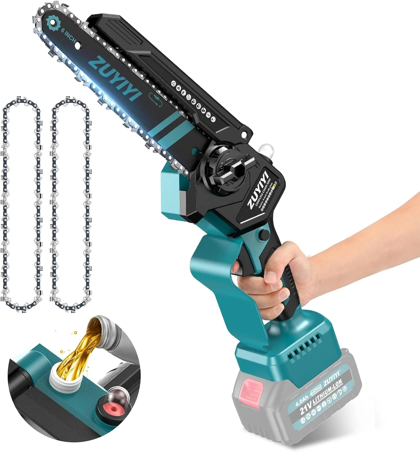 ZUYIYI Mini Chainsaw 6 Inch Cordless