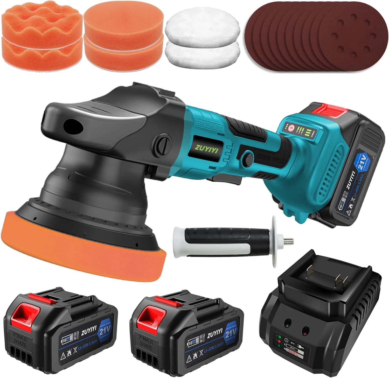 ZUYIYI Cordless Buffer Polisher w/ 2×