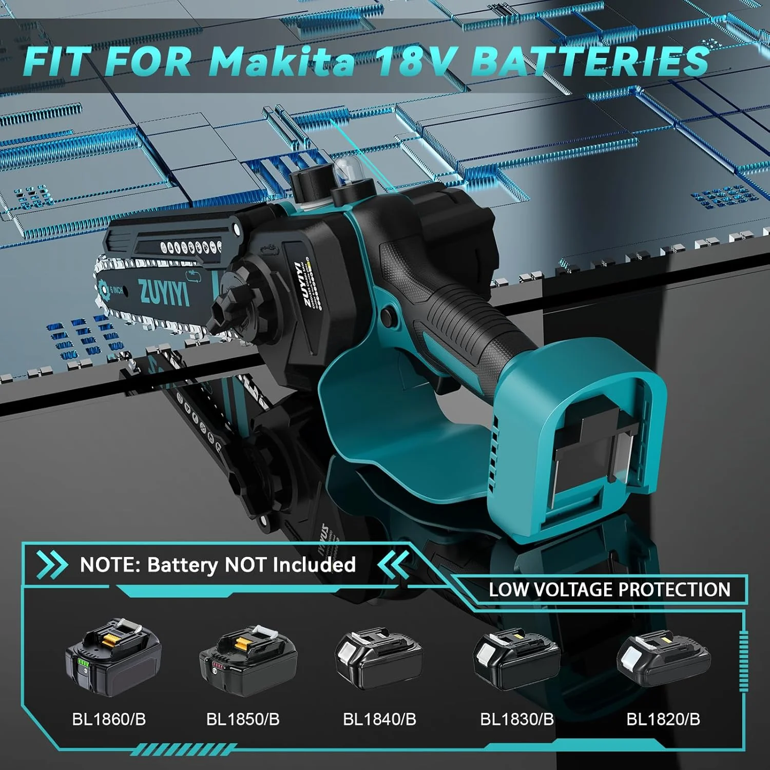 ZUYIYI Mini Chainsaw 6 Inch Cordless - Image 2