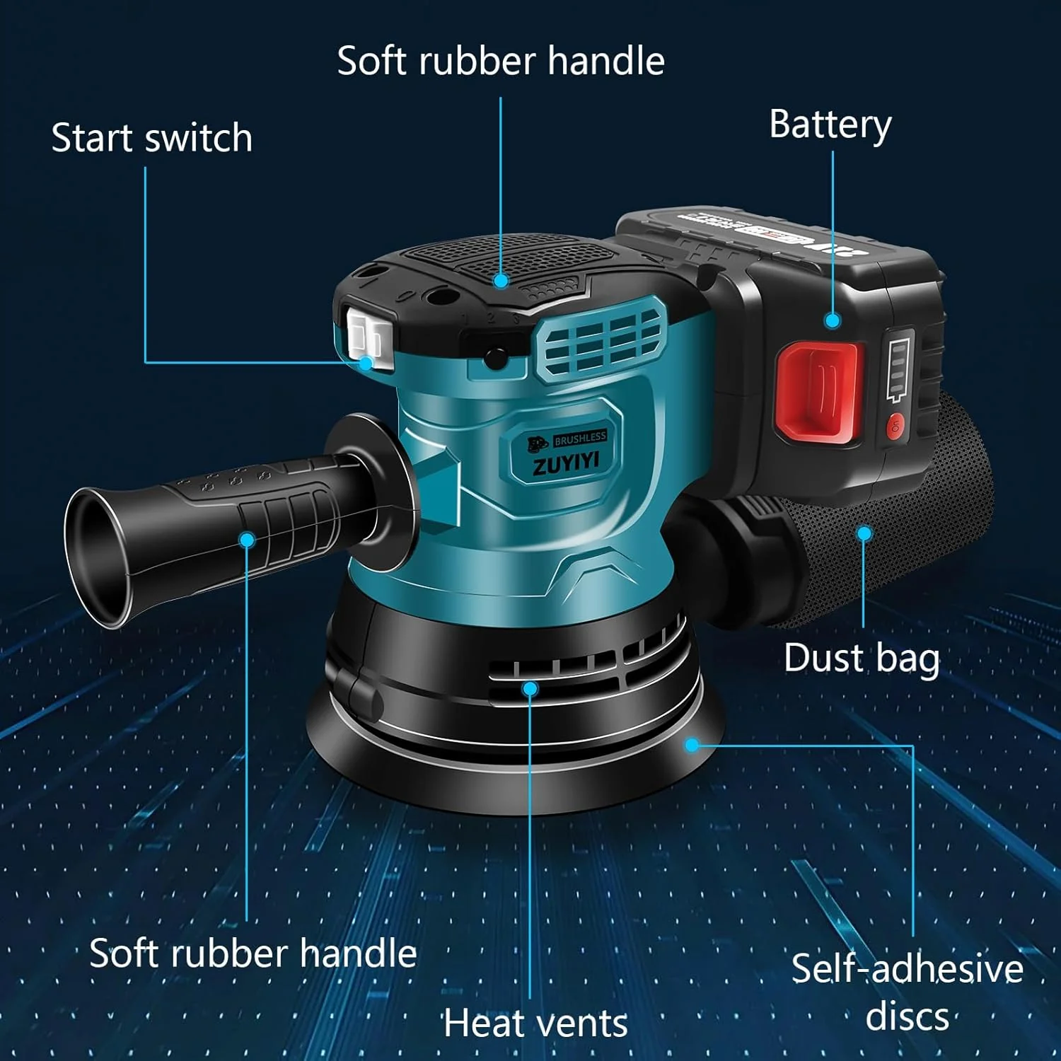 ZUYIYI 5 Inch Cordless Random Orbital - Image 6