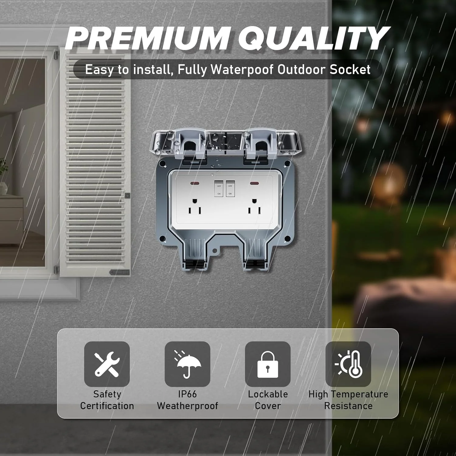 ZUYIYI Outdoor Power Outlet, Waterproof Weatherproof - Image 2