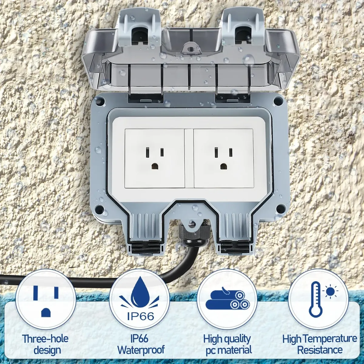 ZUYIYI Outdoor Power Outlet Box with - Image 5