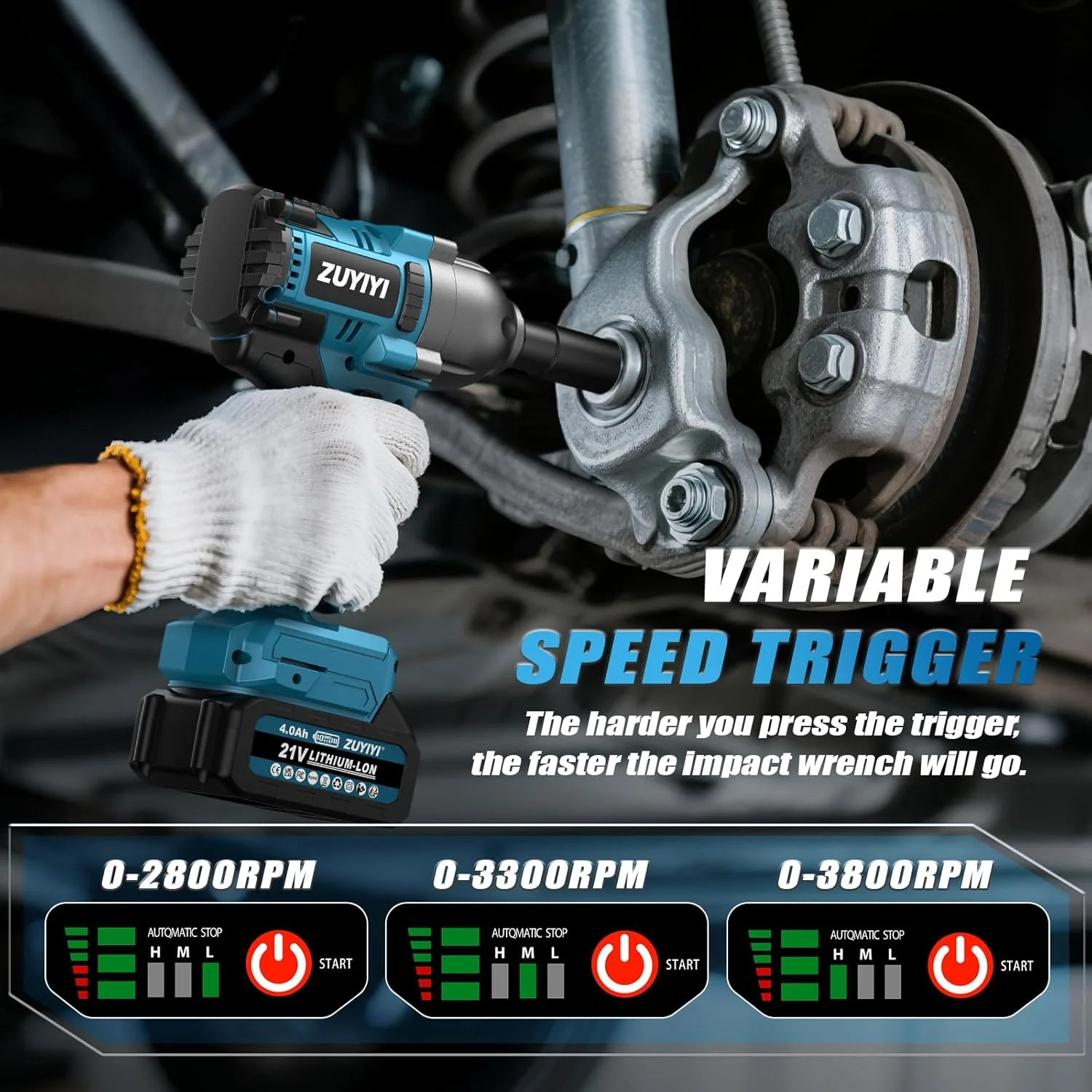 ZUYIYI Cordless Impact Wrench 1/2", 1600N.m - Image 5